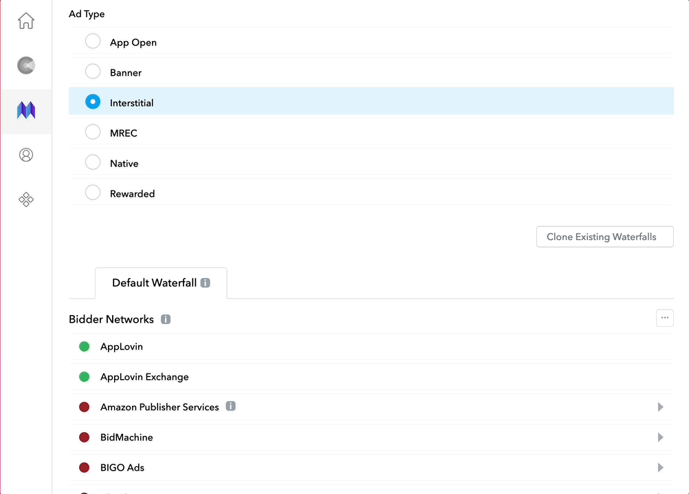 Enable Bidon as a Custom Network in the MAX ad units you want it to be used in